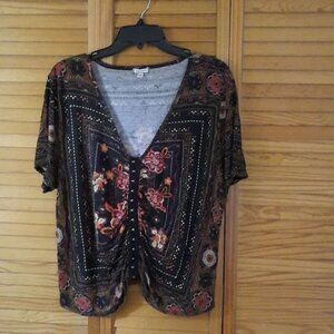 Eyeshadow Short Sleeve Floral Print Tunic Size XXL